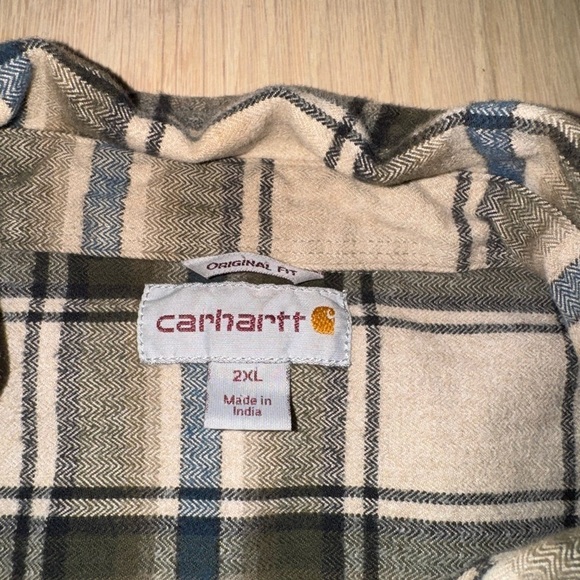 Carhartt Original Fit Plaid Flannel Casual Button Down Shirt Size XXL / 2XL - Picture 2 of 4